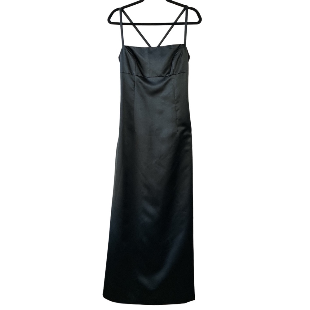 Vintage Nicole Miller New York City Black Satin Formal Gown Y2K Revival - Picture 2 of 8